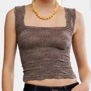 Free People Elegant Mauve/Brown Textured Women's Top